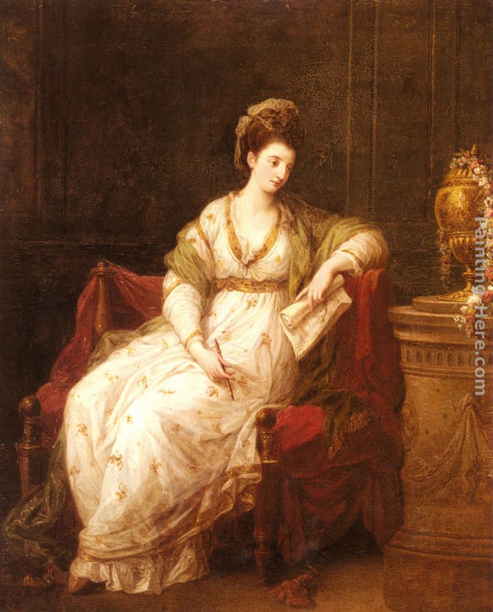 Portrait of Louise Henrietta Campbell, Later Lady Scarlett, as The Muse of Literature painting - Angelica Kauffmann Portrait of Louise Henrietta Campbell, Later Lady Scarlett, as The Muse of Literature art painting